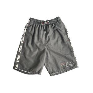Fila Boys Black Board Shorts Swim Trunks Size S